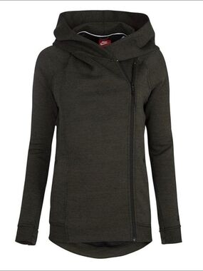 Nike Asymmetrical Zipper Hoodie Jacket - Dark Olive